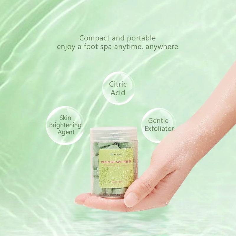 NOVAL Pedicure Spa Tablet - Fast Dissolving, Gentle & Portable Foot Soak for Softening Calluses & Hydrating Skin, Green Tea Scent - Image 3